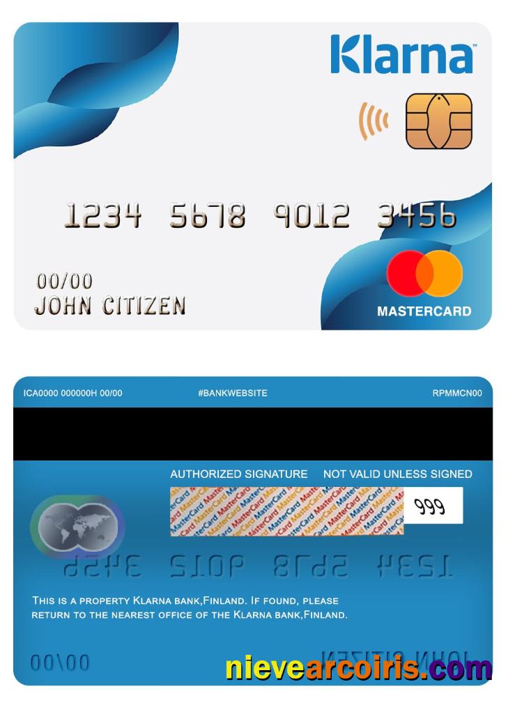 Finland Klarna bank mastercard